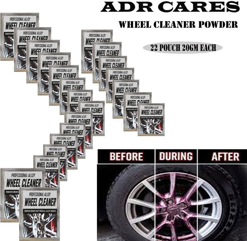 ADR CARES Alloy Wheel Cleaner renews shine and sparkle metals by removing surface rust, stains, oxidation, water spots, Car Care/Car Accessories/Automotive Product pack of 22 pouch (20gm) each 440 g Wheel Tire Cleaner  (Pack of 22)