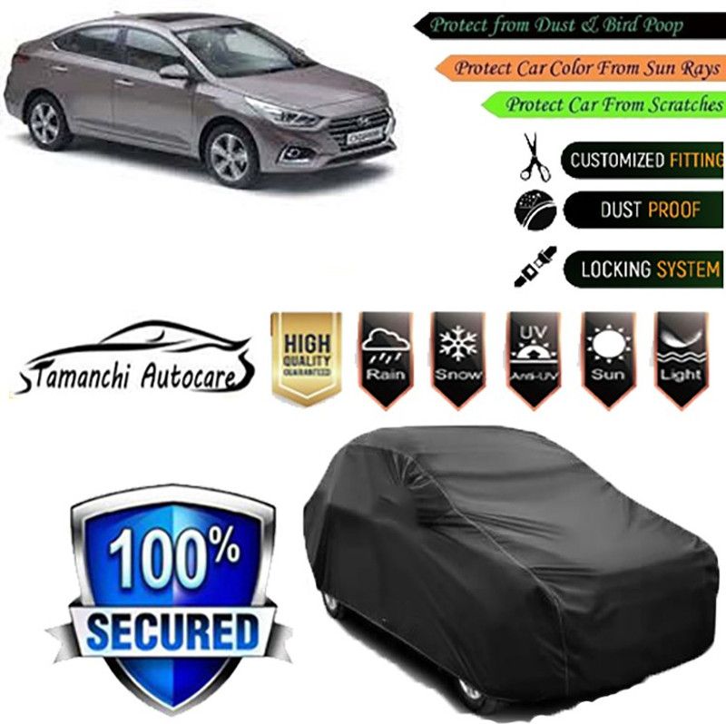 Tamanchi Autocare Car Cover For Hyundai Verna  (Black)