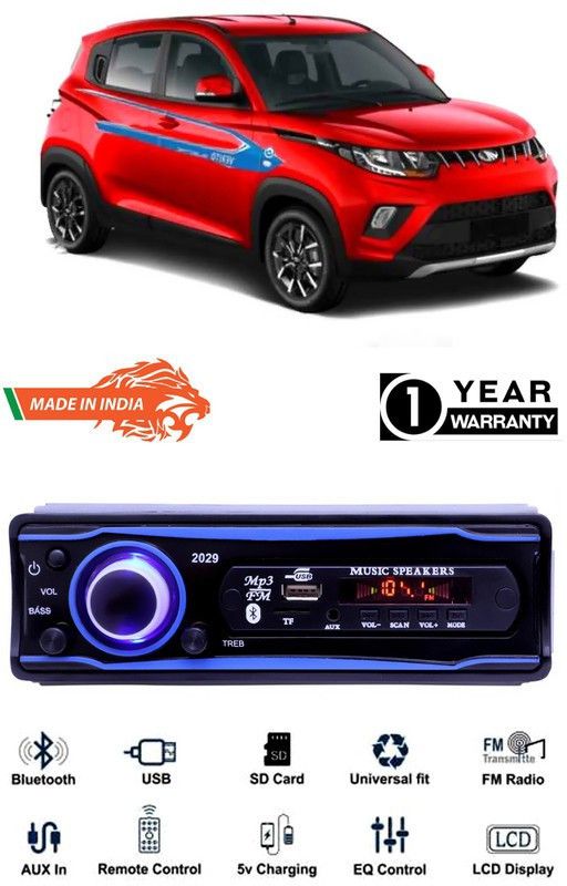 Bluedrum Blue 2029 USB/AUX/SD/BLUETOOTH/FM/MP3 BOOM MASTER STANDARD- B-D266 Car Stereo  (Single Din)
