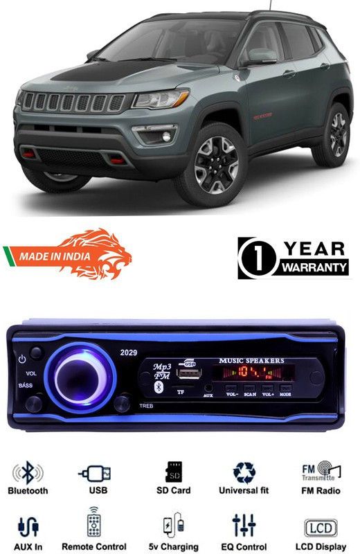 Genipap Blue 2029 USB/AUX/SD/BLUETOOTH/FM/MP3 BOOM MASTER STANDARD- GP224 Car Stereo  (Single Din)