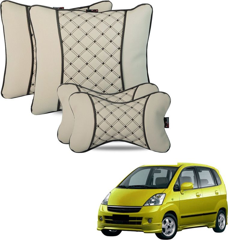 AutoFurnish Beige Leatherite Car Pillow Cushion for Maruti Suzuki  (Square, Pack of 4)