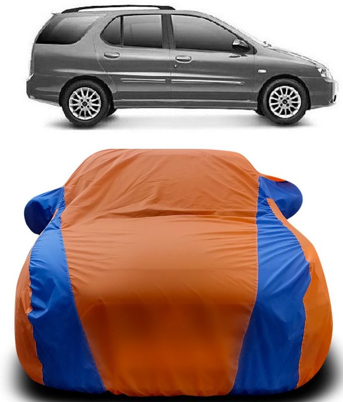 THE REAL ARV Car Cover For Tata Indigo Marina (With Mirror Pockets)  (Orange, Blue)