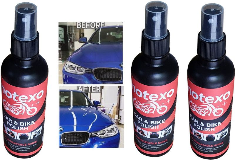 MOTEXO Liquid Car Polish for Leather, Bumper, Dashboard, Chrome Accent, Exterior, Metal Parts  (600 ml, Pack of 3)