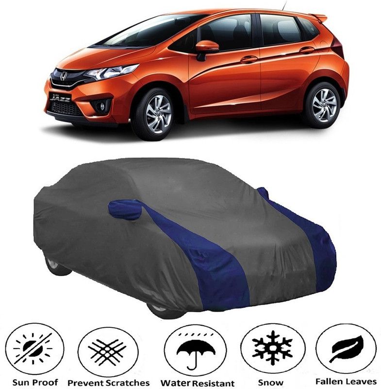 AUTOGARH Car Cover For Honda Jazz Facelift (With Mirror Pockets)  (Grey, Blue)