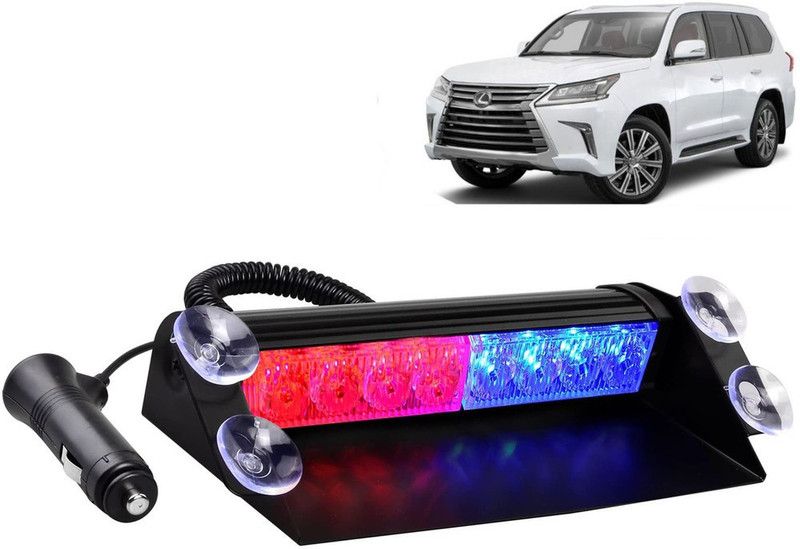 Selifaur 169 - 8 LED High Intensity Windshield Emergency Strobe Lights || Vehicles Interior Roof Hazard Warning LED Flash Light (Blue&Red)for Lexus LX Car Flashlight Holder