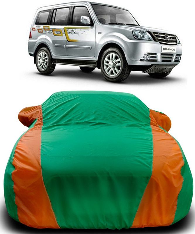 MoTRoX Car Cover For Tata Sumo Grande (With Mirror Pockets)  (Green, Orange)