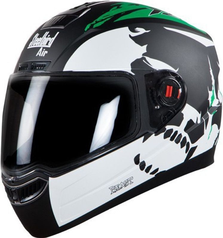Steelbird SBA-1 Motorbike Helmet  (Matt black and Green)