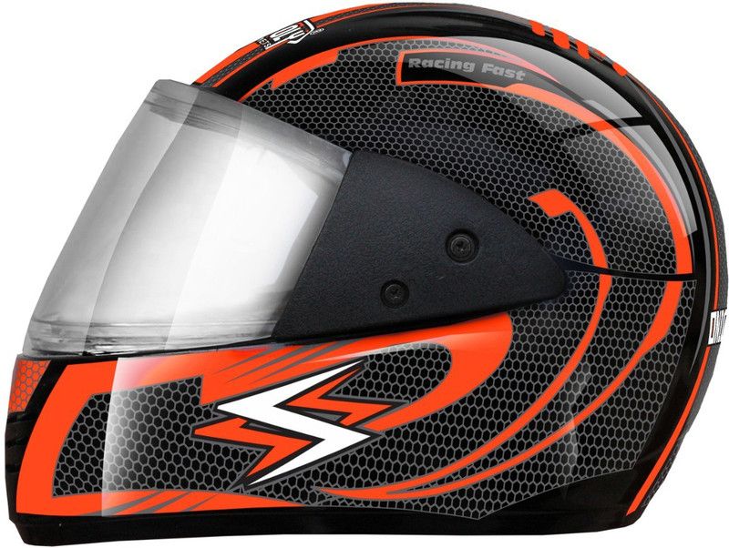 FOROLY Rider ISI Full Face with Adjustable Strap for Bike Riding Motorbike Helmet Motorsports Helmet  (Orange)