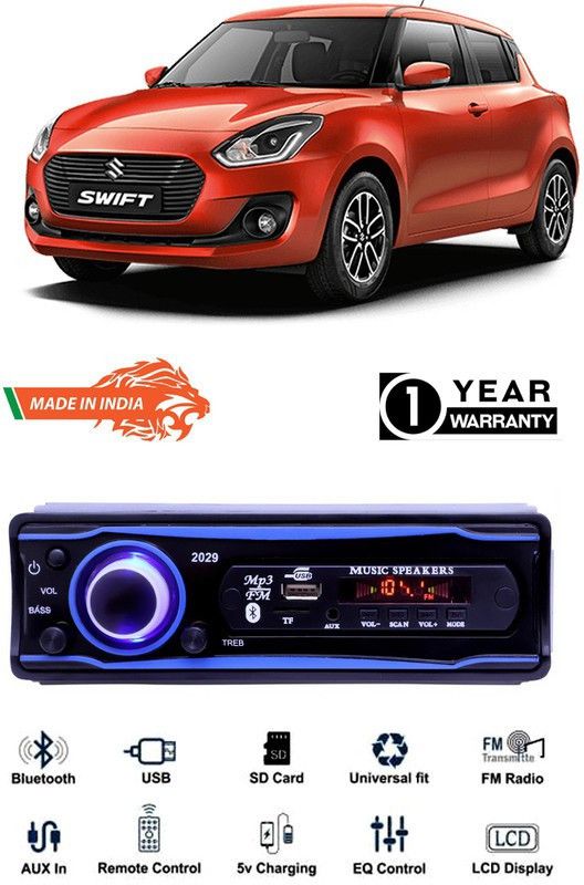 Bluedrum Blue 2029 USB/AUX/SD/BLUETOOTH/FM/MP3 BOOM MASTER STANDARD- B-D340 Car Stereo  (Single Din)