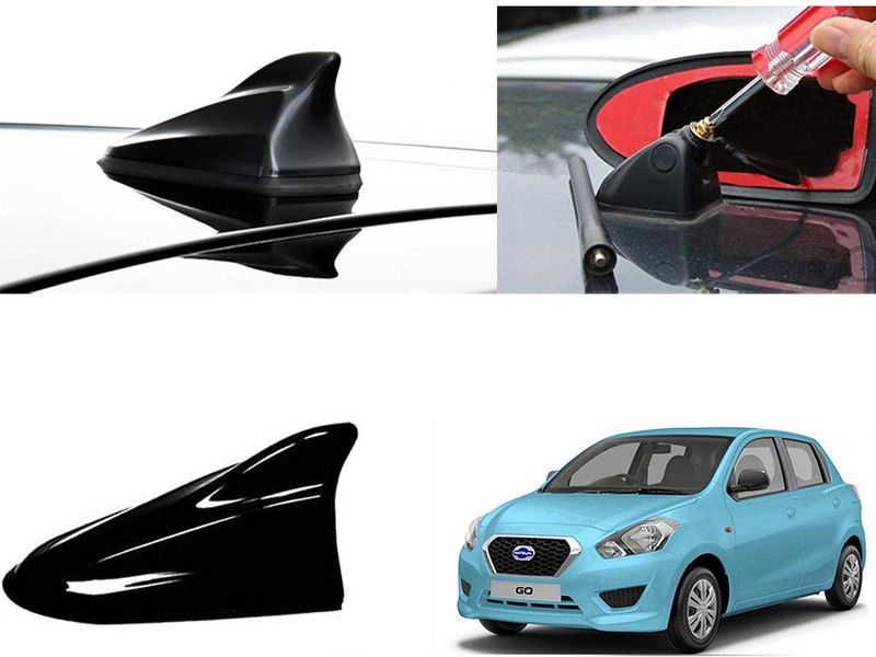 EXCHANGE CARTRENDING Antenna_Blk_Datsun Go Shark Fin Roof top Signal Receiver AM/FM Antenna for Datsun Go Hidden Vehicle Antenna