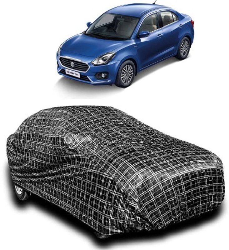 APNEK Car Cover For Maruti Swift Dzire (With Mirror Pockets)  (White, Black)