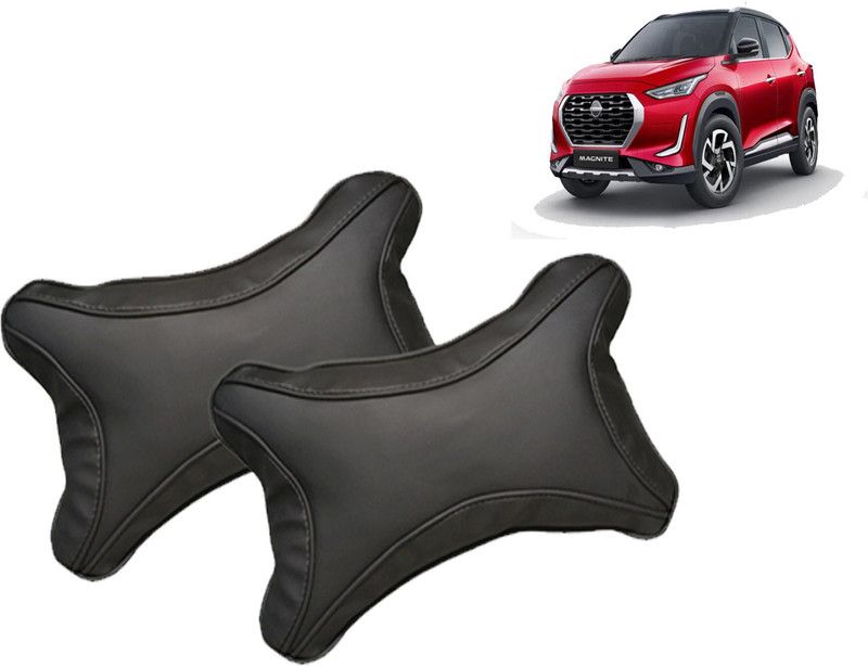E VYAPAR KENDRA Black Leatherite Car Pillow Cushion for Nissan  (Rectangular, Pack of 1)