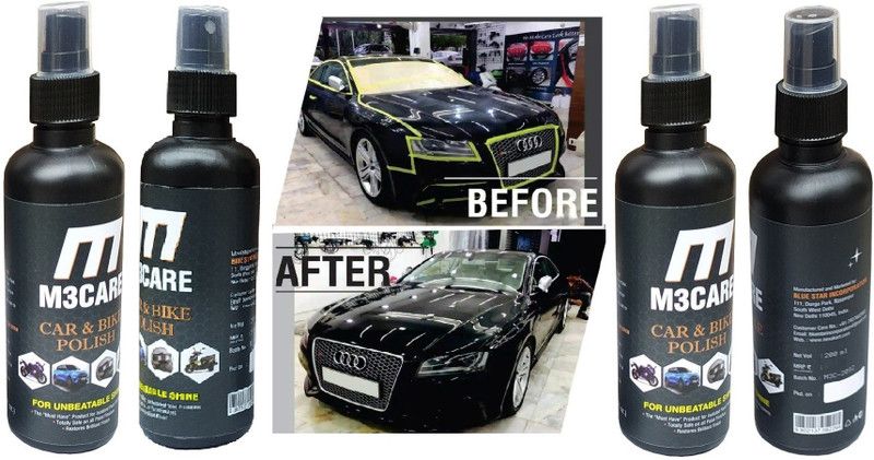 M3CARE Liquid Car Polish for Leather, Headlight, Metal Parts, Windscreen  (800 ml, Pack of 4)