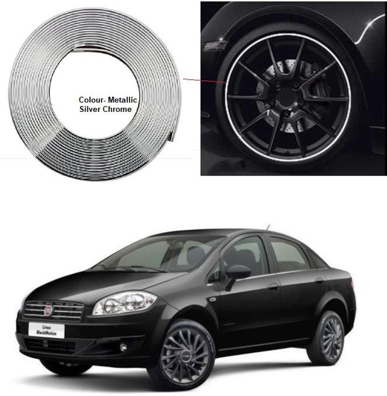 PRTEK ar Beading Exterior Chromium Plated (Colour Chrome Silver) for Exterior Rim, Grill, Headlight, Back Light, Wheel, Hub, Stickon A54 Car Beading Roll For Grill and Garnish Cover  (5 m)