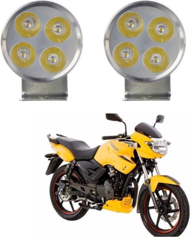 Auto Garh ROUND 4 LED BULB FOG HEADLIGHT FOR Apache 150 Parking Light, License Plate Light, Brake Light, Headlight, Indicator Light Motorbike LED for TVS (12 V, 55 W)  (Apache 150, Pack of 2)