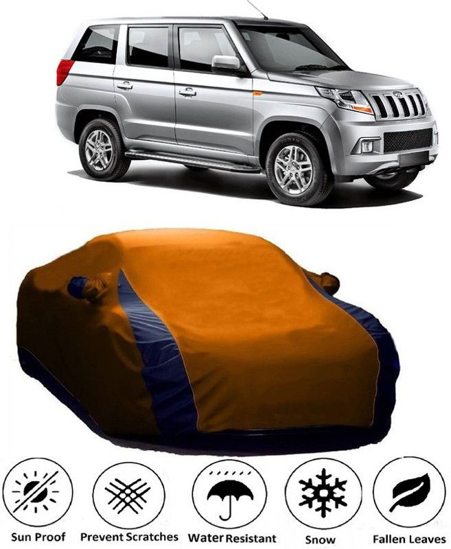 Furious3D Car Cover For Mahindra TUV300 Plus Facelift (With Mirror Pockets)  (Orange, Blue)