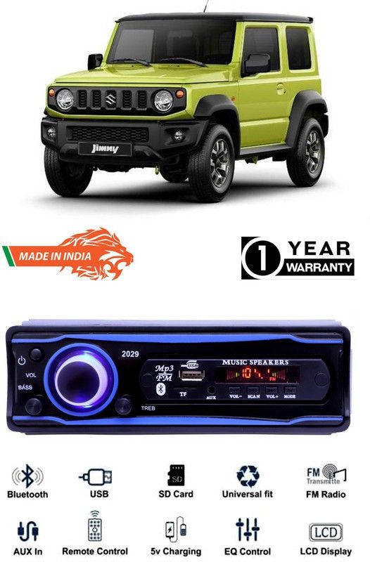 Bluedrum Blue 2029 USB/AUX/SD/BLUETOOTH/FM/MP3 BOOM MASTER STANDARD- B-D325 Car Stereo  (Single Din)