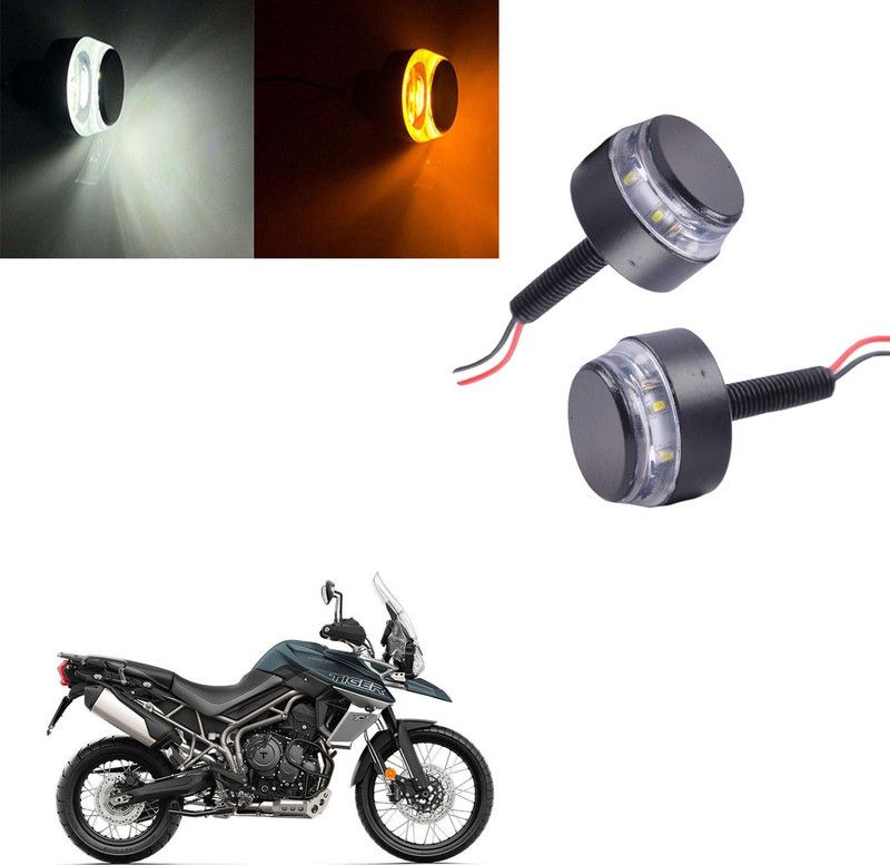Vagary White Orange Blinking Handle Bar Indicator Light 069 Indicator Light, Side Marker, Headlight, Fog Lamp Motorbike LED for Triumph (12 V, 15 W)  (Tiger 800 XCA, Pack of 2)