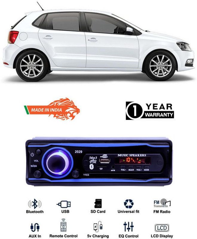 Genipap Blue 2029 USB/AUX/SD/BLUETOOTH/FM/MP3 BOOM MASTER STANDARD- GP612 Car Stereo  (Single Din)
