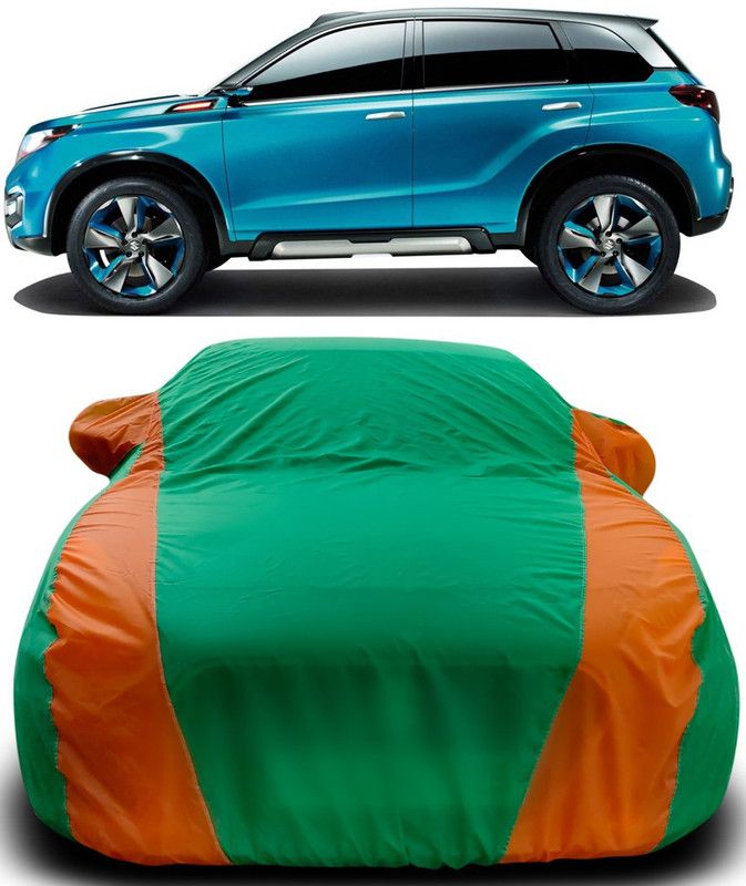 THE REAL ARV Car Cover For Maruti Suzuki Vitara Brezza Facelift (With Mirror Pockets)  (Green, Orange)