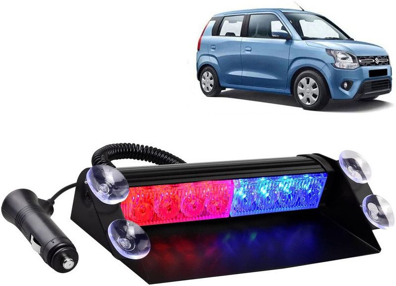 Selifaur 244 - 8 LED High Intensity Windshield Emergency Strobe Lights || Vehicles Interior Roof Hazard Warning LED Flash Light (Blue&Red)for WagonR 2019 Car Flashlight Holder