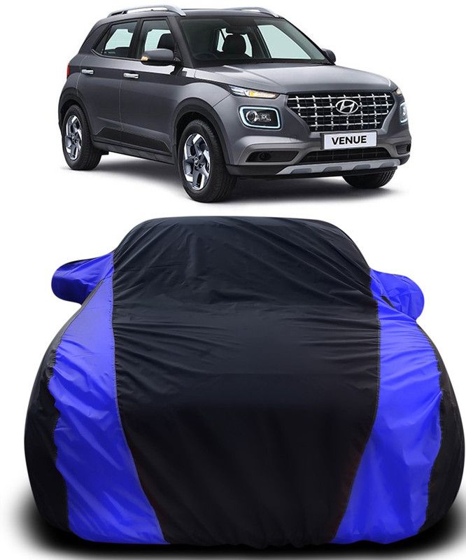 Elegance Car Cover For Hyundai Venue (With Mirror Pockets)  (Black, Blue)