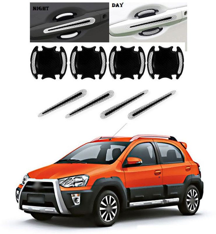 PRTEK Plastic Car Door Guard  (Silver, Black, Pack of 8, Toyota, Etios Cross)