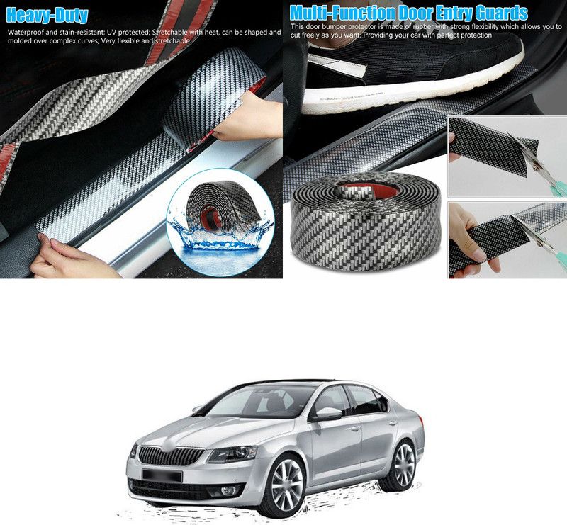 XZRTZ Carbon Fiber Wrap Film Individualized Car Door Sill Protector Self-Adhesive Car Bumper Protector,Waterproof Auto Door Entry Guard Sticker,Anti-Collision Strip Rubber Scratch Protection Strip,C204 Door Sill Plate