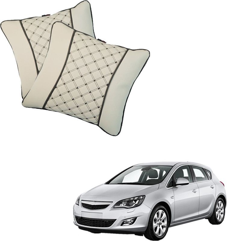 AutoFurnish Beige Leatherite Car Pillow Cushion for Opel  (Square)