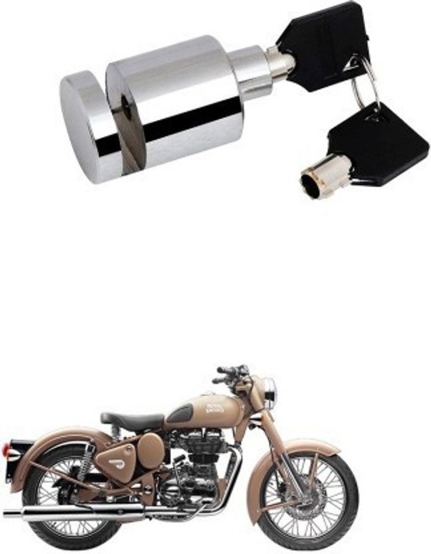 AS TRADERS Heavy Duty Disc Brake Lock Stainless Steel 7mm Pin for Royal Enfield Classic Disc Lock  (Silver)
