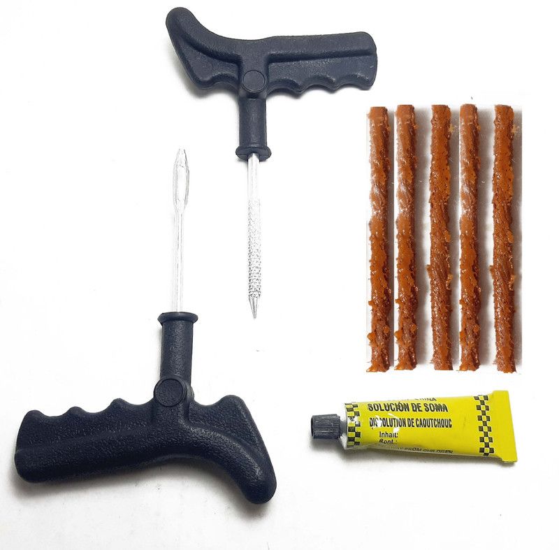 SRPHERE 6 Pieces Car Bike Auto Tubeless Tyretool Safety With 3 Strip For Cars And Bikes Tubeless Tyre Puncture Repair Kit