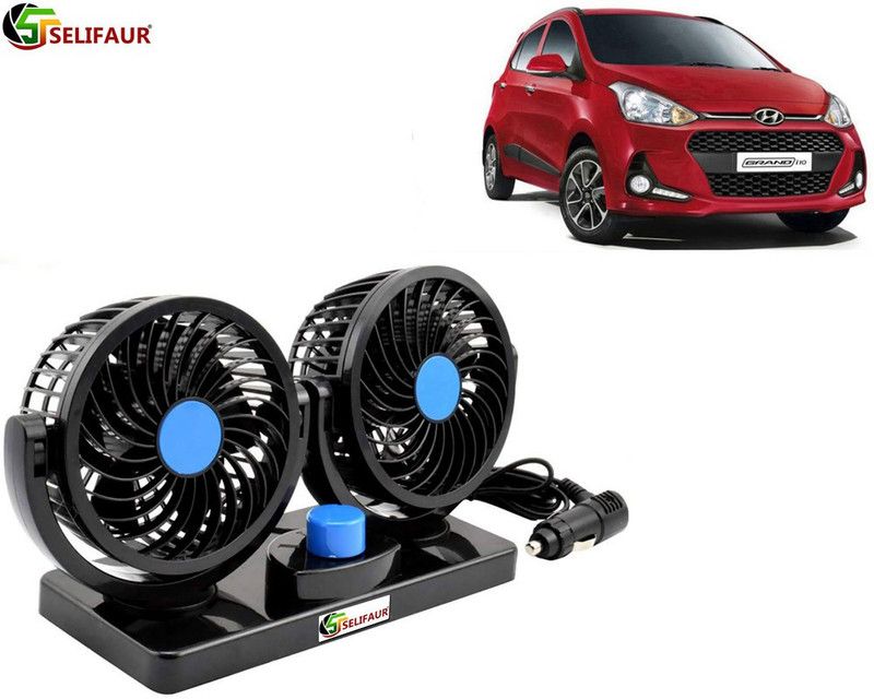 Selifaur F126 - Mitchell 12V DC Electric Car Fan for Dashboad 360 Degree Rotatable Dual Head Car Auto Cooling Air Fan Car Interior Fan  (12 V)