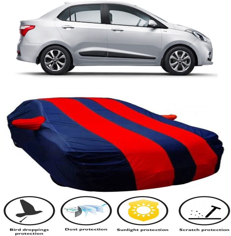 Ascension Car Cover For Hyundai Xcent (With Mirror Pockets)  (Red, Blue)