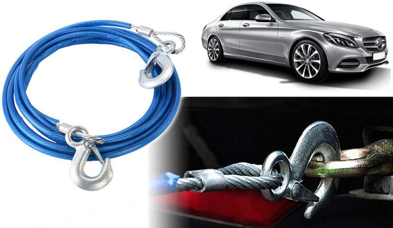 Selifaur DT245 - 12mm Heavy Duty 4Mtr 8000kgs Car Auto Full Steel Towing Tow Cable Rope 4 m Towing Cable  (Steel, Plastic, 8000 kg Pull Capacity)