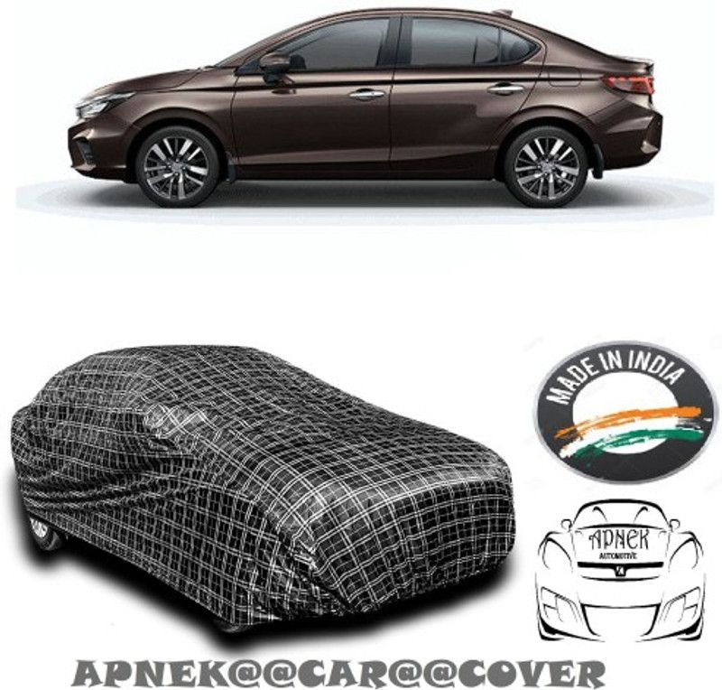 APNEK Car Cover For Honda City (With Mirror Pockets)  (Multicolor, Black, Silver)
