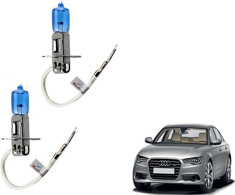 WolkomHome Car H3 halogen headlight Fog lamp bulb 12V - 100W 5000K Cool Blue Ultimate White for Audi A6 Headlight Car Halogen for Audi (12 V, 100 W)  (A6, Pack of 2)