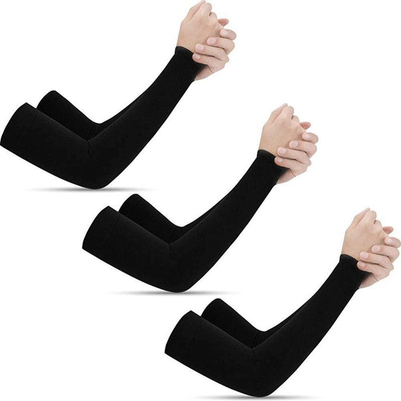 Cozyway Cotton, Nylon Arm Sleeve For Men & Women  (Free, Black)