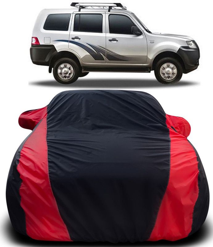 Genipap Car Cover For Tata Movus (With Mirror Pockets)  (Black, Red)