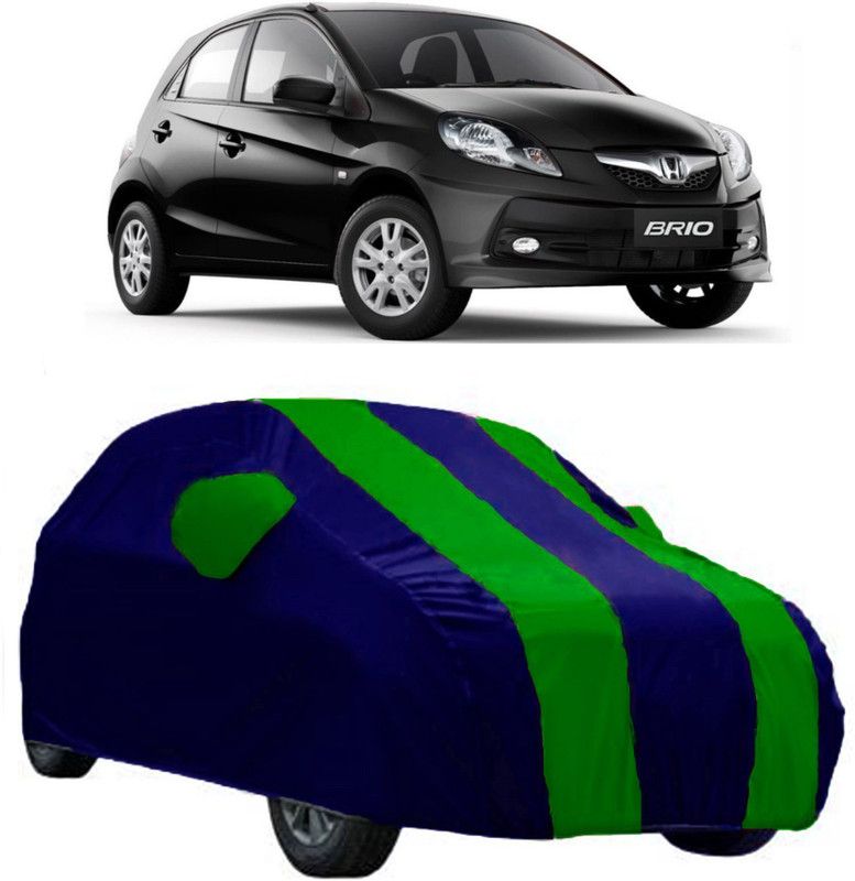 AutoKick Car Cover For Honda Brio (With Mirror Pockets)  (Green, Blue)