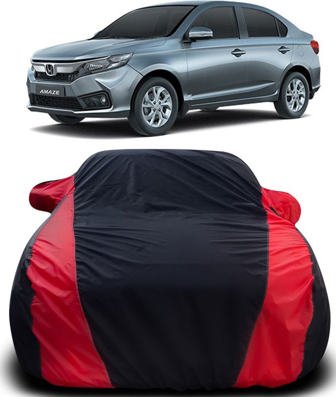 APNEK Car Cover For Honda Amaze (With Mirror Pockets)  (Black, Red)