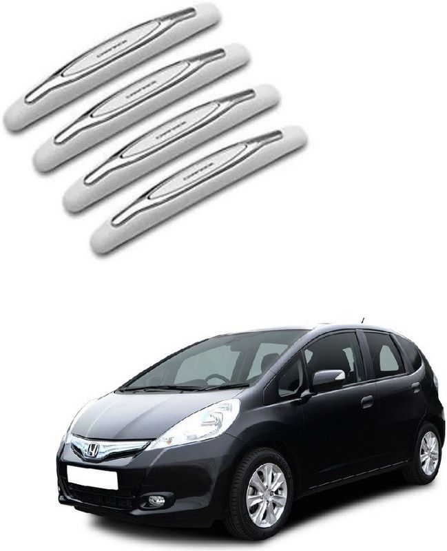 SPREADX Plastic Car Door Guard  (White, Silver, Pack of 4, Honda, Jazz)