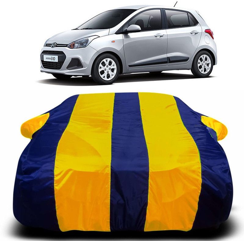 Ascension Car Cover For Hyundai i10 (With Mirror Pockets)  (Yellow, Blue)
