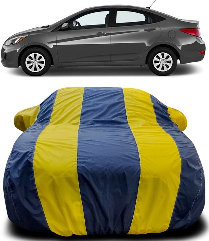 Dvis Car Cover For Hyundai Accent (With Mirror Pockets)  (Blue, Yellow)