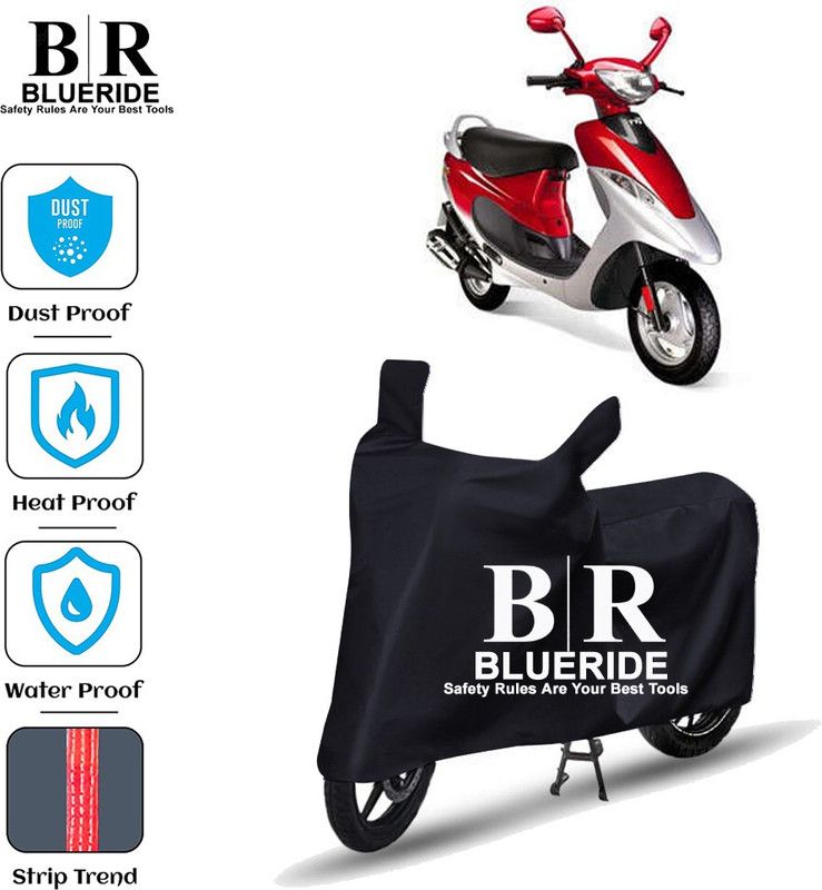 BLUERIDE Two Wheeler Cover for TVS  (Scooty Pep+, Black)