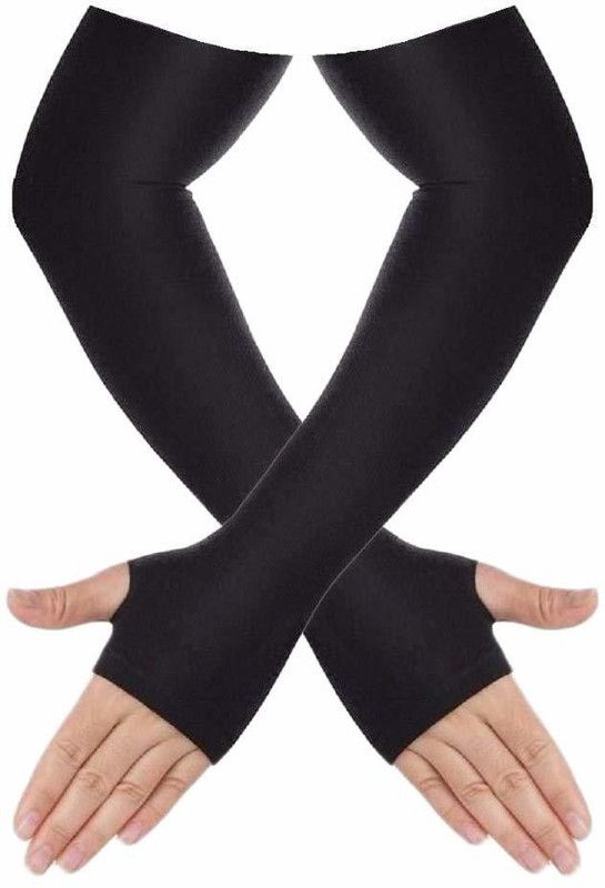 Apastra Cotton Arm Sleeve For Men & Women  (Free, Black)