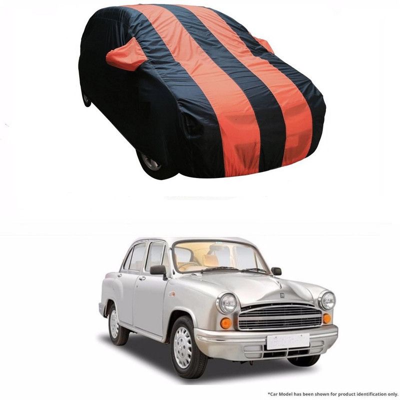 Flipkart SmartBuy Car Cover For HM Ambassador 2.0D (With Mirror Pockets)  (Orange, Blue)