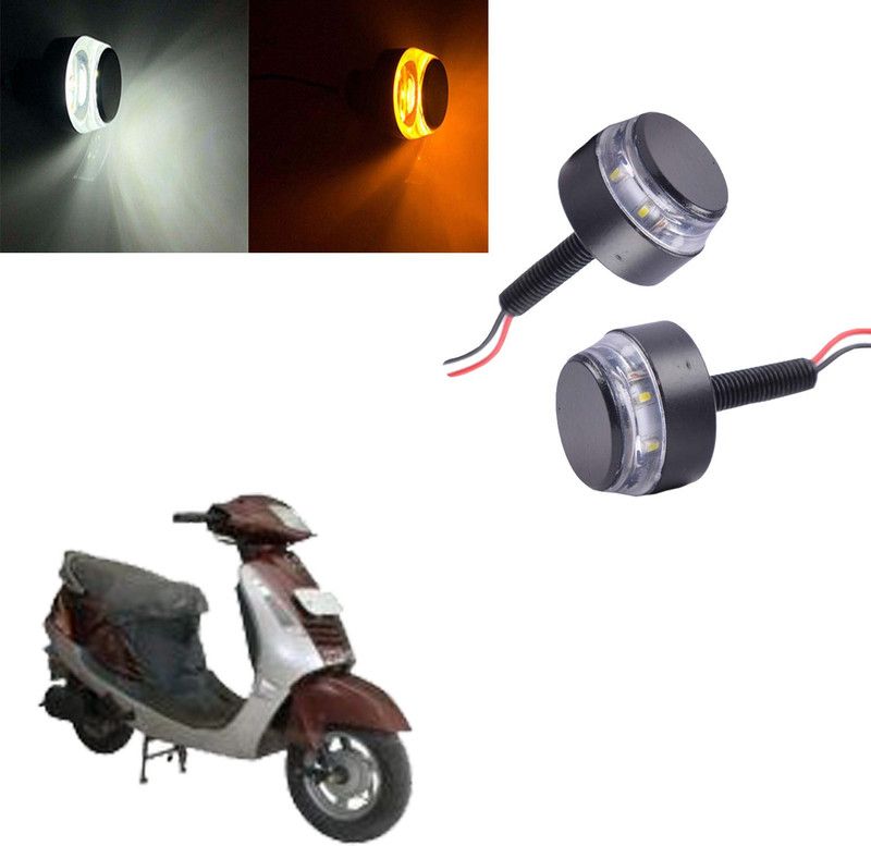 Vagary White Orange Blinking Handle Bar Indicator Light 169 Indicator Light, Side Marker, Headlight, Fog Lamp Motorbike LED for Kinetic (12 V, 15 W)  (Nova, Pack of 2)