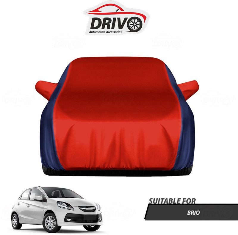 DREVO Car Cover For Honda Brio (With Mirror Pockets)  (Blue, Red)