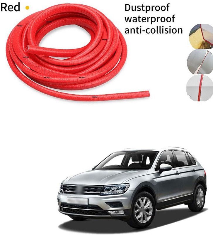 PRTEK Car Door Edge Guards Strip U Shape Flexible Car Door Protector Rubber Anti-Collision Rubber Trim Seal Lining Protect from Chips,Scratches Fits for Most Universal Vehicle(Red 16Ft) A250 Car Beading Roll For Window, Bumper, Door  (5 m)