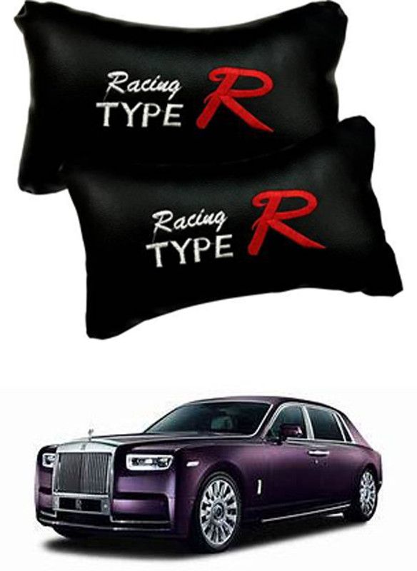 RONISH Black Leatherite Car Pillow Cushion for Rolls Royce  (Rectangular, Pack of 2)